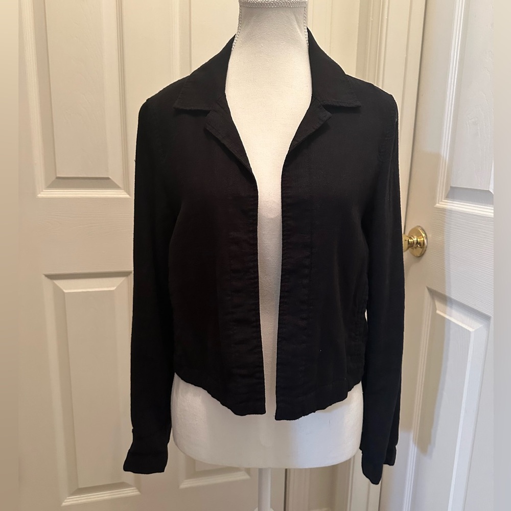Philosophy Republic Black Linen Long Sleeve Jacket Size Small